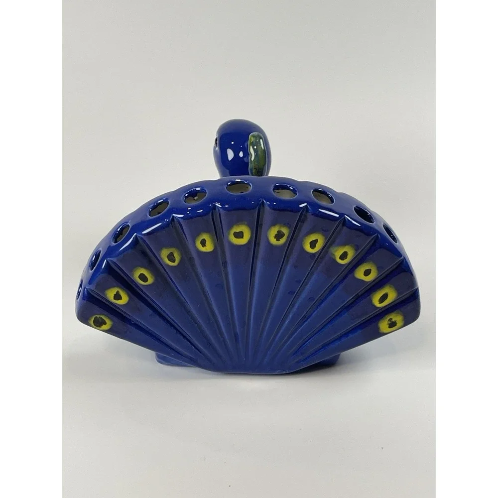 Ceramic‎ Pottery Blue Peacock Pencil Holder ~Color Me Mine~